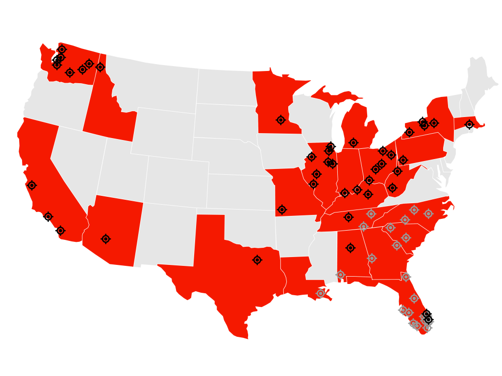 Locations Map - Fluid Power