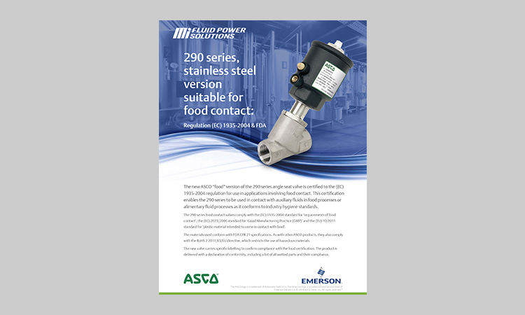 ASCO 290 Series Food Contact Brochure