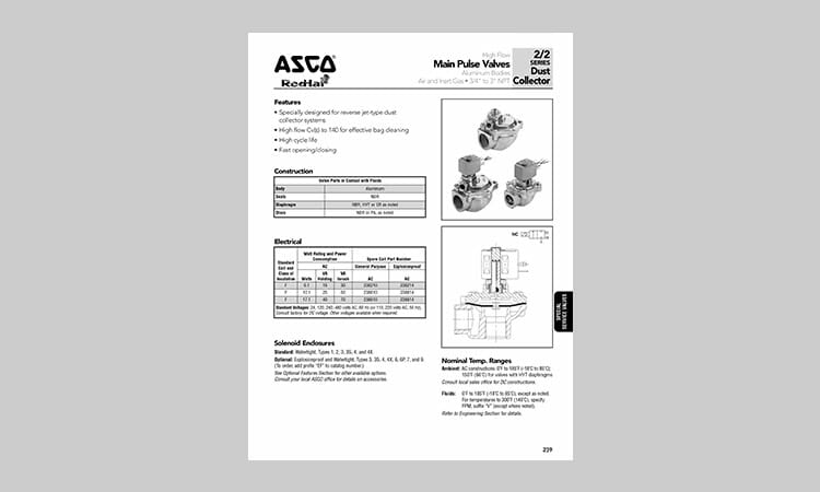 ASCO Main Pulse Valves Catalog