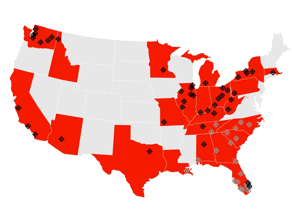 Mi Fluid Power Solutions and HSC Locations Map