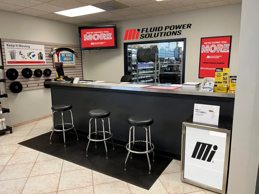 Interior image of the counter desk at a Mi Fluid Power Solutions retail store